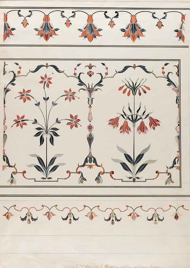Details of pietra dura work painted by an artist