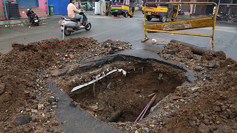 Remains were left unattended by the Coimbatore City Municipal Corporation (CCMC) and TWAD Board officials on Tuesday.