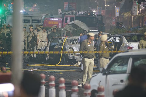 The scene of the blast near Delhi's Red Fort on November 10, 2025.