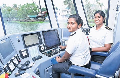 Women trainee pilots Arunima A and Lekshmi R S, who have completed their three-year training course