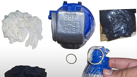 Police teams recovered one 86P Chinese hand grenade, a black kit, and a pair of gloves from the arrested individuals.