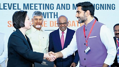Singapore & AP government exchange MoU at the CII Summit