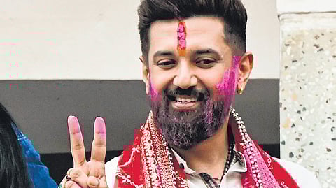 Chirag Paswan after NDA victory in Patna on Friday.