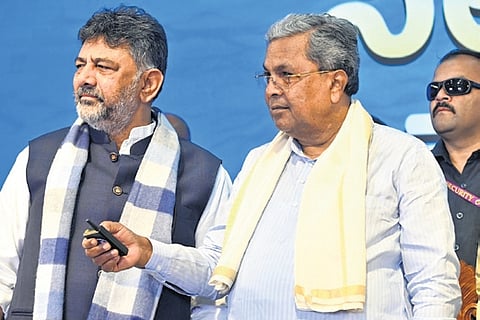 CM Siddaramaiah & DCM DK Shivakumar at an event on Friday.