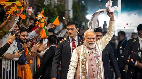Prime Minister Narendra Modi during the celebration of NDA's victory in the Bihar Assembly elections at BJP headquarters in New Delhi on Friday