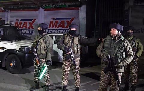 Security personnel reach the site after an accidental explosion ripped through Nowgam police station on late Friday night, in Srinagar.