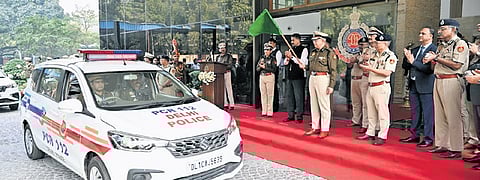 Delhi Police Commissioner Satish Golchha during the flag-off ceremony.