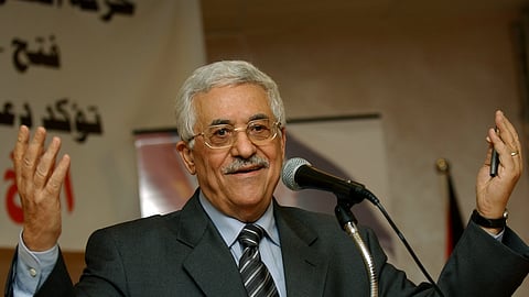 Then-interim Palestinian leader and the front-runner in the upcoming Jan. 9, 2005 presidential election, Mahmoud Abbas, talks during his first official campaign speech in the West Bank town of Ramallah, Saturday, Dec. 25, 2004.