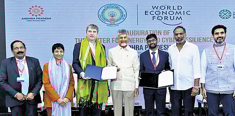 The World Economic Forum (WEF) and the Government of AP signed an MoU for establishing a Centre for Energy and
Cyber Resilience on the concluding day of the 30th CII Partnership Summit in Visakhapatnam
