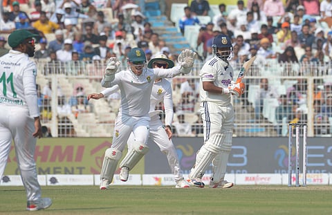 South Africa players celebrate the wicket of Rishabh Pant