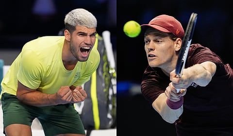 It will be the sixth time that Alcaraz (L) and Sinner meet this year.