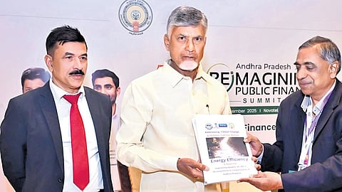 Chief Minister N Chandrababu Naidu unveiling an EESL’s report on ‘Success Stories of Energy Efficiency’ at the just-concluded 30th CII Partnership Summit in Visakhapatnam.