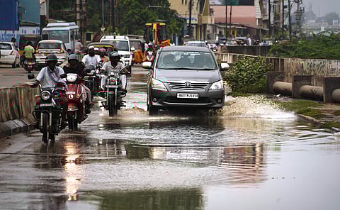 Sewage overflows on the Vaigai South Bank Road in the city. A similar incident happened in September