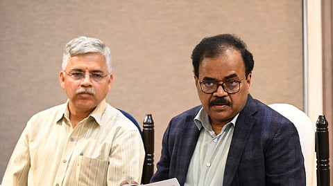 Principal Secretary to the Governor, M. Dana Kishore, IAS, addressing media during a press conference on Telangana-North East India Connect Techno-Cultural Festival at Raj Bhavan in Hyderabad.