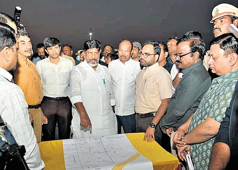 As part of the inspection of venues for the Global Summit, Deputy Chief Minister Bhatti Vikramarka Mallu visited Bharat Future City