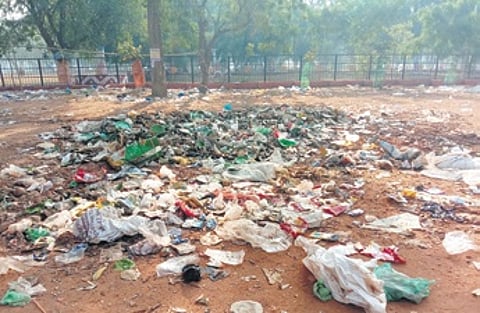 Heaps of garbage are lying scattered all around the lower Balijatra fairground in Cuttack