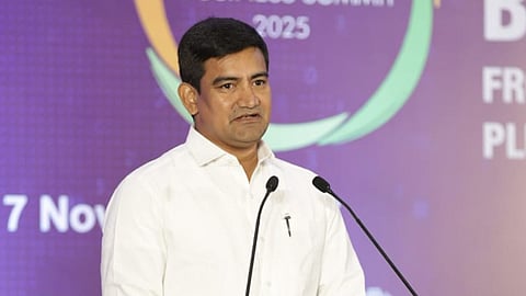 Kondapalli Srinivas, Minister MSME, SERP, NRI Empowerments & Relations, Government of Andhra Pradesh during the the 22nd CII Global MSME Business Summit in New Delhi on Monday.