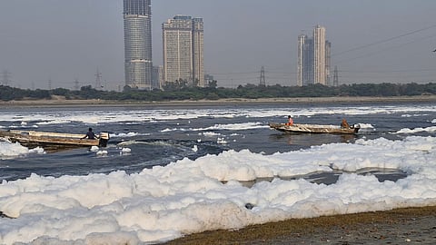 Toxic foam in Yamuna river.