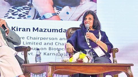 Filmmaker Shekhar Kapur in a tête-à-tête with Biocon chief Kiran Mazumdar-Shaw on ‘Exploring creativity in the age of AI’ at BTS on Wednesday.