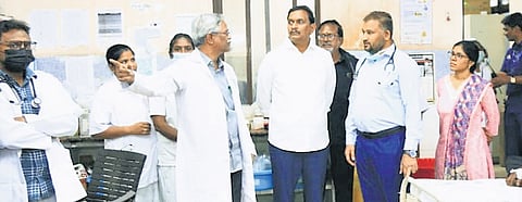 Vijayawada MP Kesineni Sivanath inspecting the NEW GGH on Thursday.