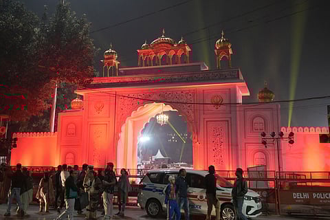 Preprations outside the Red fort where 50th death anniversary of Guru Tegh Bahadur event happening on 23rd November in New Delhi on Thursday.