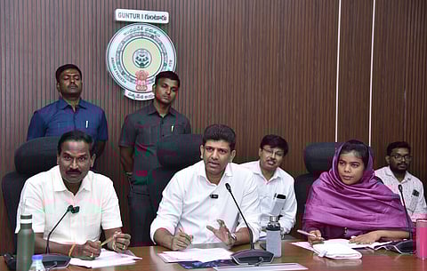 Minister Dr. Pemmasani Chandrasekhar during a high-level review meeting on the expansion and modernization of the Guntur Channel, along with the functioning of the ICDS department, was held on Saturday at the Guntur District Collectorate.