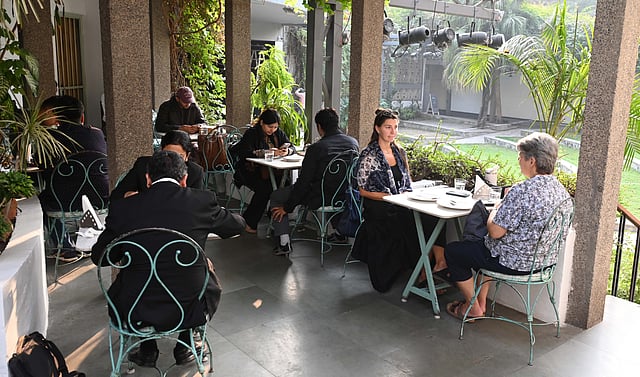 Visitors at the Triveni Terrace Cafe