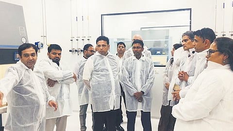 IT Minister D Sridhar Babu inaugurates the Telangana Biopharma Hub at Genome Valley on Monday