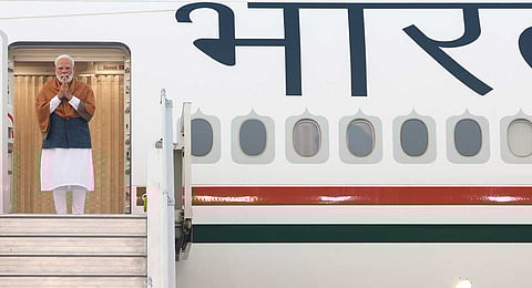 Prime Minister Narendra Modi arrives in New Delhi after attending G20 summit in Johannesburg.