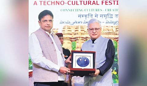 Governor Jishnu Dev Varma with IT Minister D Sridhar Babu at Raj Bhavan.