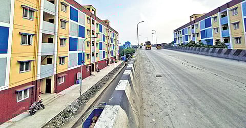 At Sathyamoorthy Nagar in Vyasarpadi, reconstruction is over, but families are yet to move back.