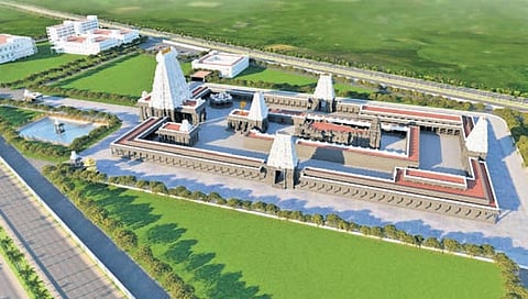 The masterplan of the Sri Venkateswara Swamy temple of the Tirumala Tirupati Devasthanams at Venkatapalem village in Amaravati.