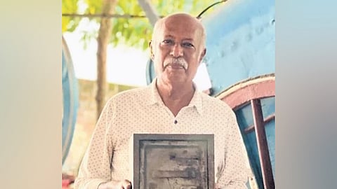 Hakkim Maliyakkal with a 1951-make ballot box | Express