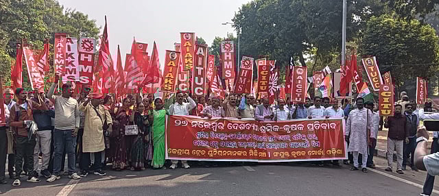 Labour protest at Bhubaneswar.