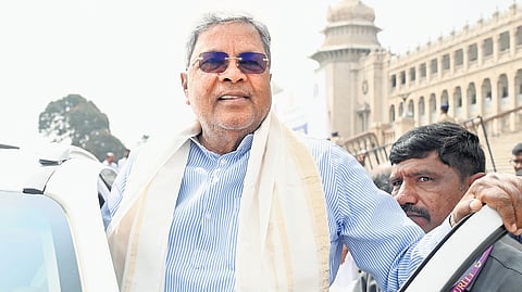 Chief Minister Siddaramaiah arrives to attend the cabinet meeting in Vidhana Soudaha in Bengaluru on Thursday