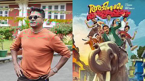 AJ Varghese (L), Poster of Shine Tom Chacko's Adinasham Vellappokkam (R)