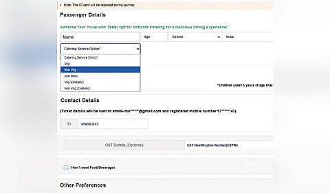 The option for not wanting food is now a separate option below