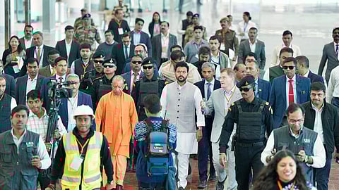 Civil Aviation Minister Ram Mohan Naidu and Uttar Pradesh CM Yogi Adityanath on Thursday inspected the Noida International Airport in Jewar.