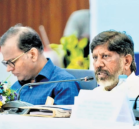 Deputy Chief Minister Mallu Bhatti Vikramarka addresses a meeting of all party MPs in Hyderabad on Thursday