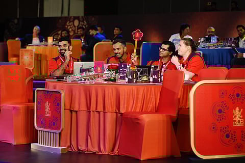 Royal Challengers Bengaluru's team management at the WPL Auction in New Delhi on Thursday