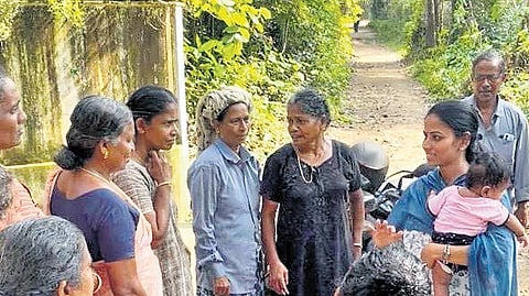 LDF’s Syamili K campaigning with son Chetan Bhagat in Thavanur division of Malappuram district panchayat