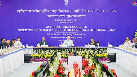 Union home minister Amit Shah inaugurating the three-day Conference in Raipur.