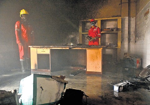 Fire breaks out in the KGH Cardiology Wing in Visakhapatnam on Saturday.