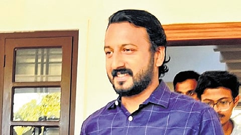 Rahul Mamkootathil coming out of his house in Adoor