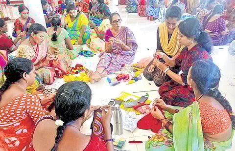 Women artisans receive training in advanced lace designs under NABARD-supported five-year revival programme.