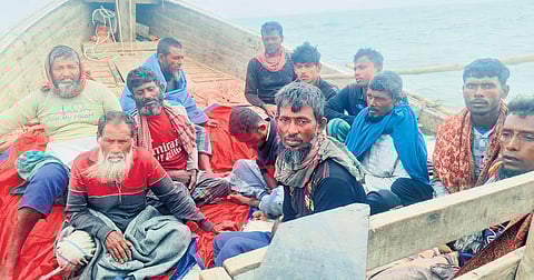 AP Marine Police seized a boat anchored with 13 fishermen from Bangladesh on board near Musavanipeta under Etcherla mandal in Srikakulam district on Sunday.