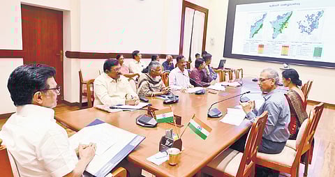 Chief Secretary N Muruganandam and higher officials from the revenue, disaster management and agriculture departments participated in the meeting.