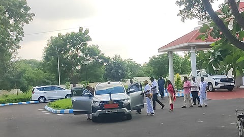 Karur collector M Thangavel leaves after meeting the SC appointed committee in Karur on Tuesday.