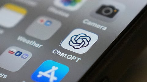 ChatGPT app icon is seen on a smartphone screen.