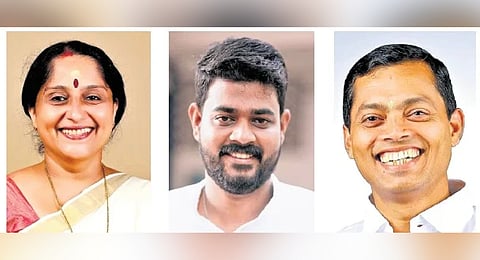 LDF’s S Sasikala, UDF’s Antony Judy and BJP’s C G Rajagopal